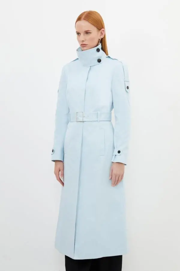 Tailored High Neck Belted Trench Coat