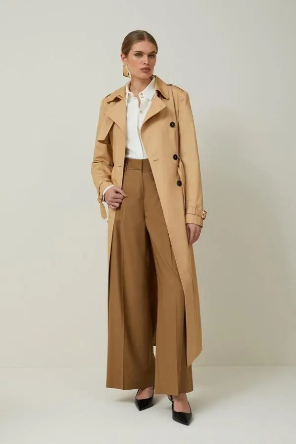 Petite Tailored Classic Belted Trench Coat