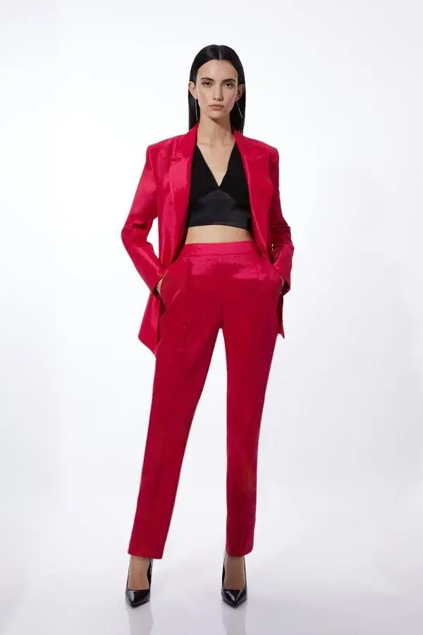 Fluid Tailored Metallic Straight Leg Trousers