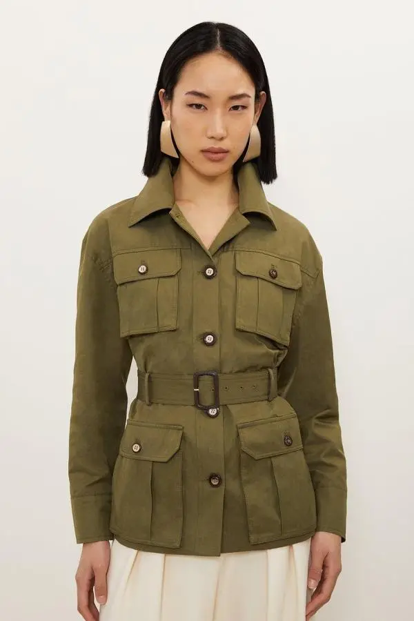 Tailored Cargo Pocket Belted Safari Jacket