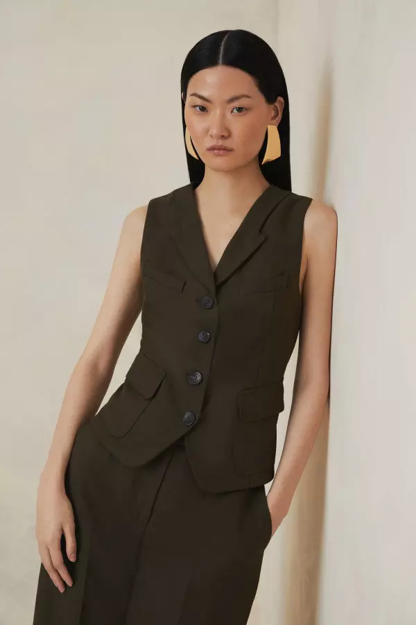 The Founder Premium Tailored Tencel Linen Pocket Detail Waistcoat