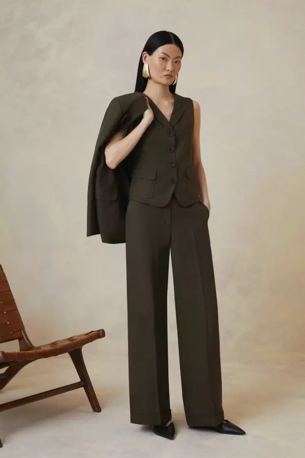 Petite The Founder Premium Tailored Tencel Linen Straight Trousers