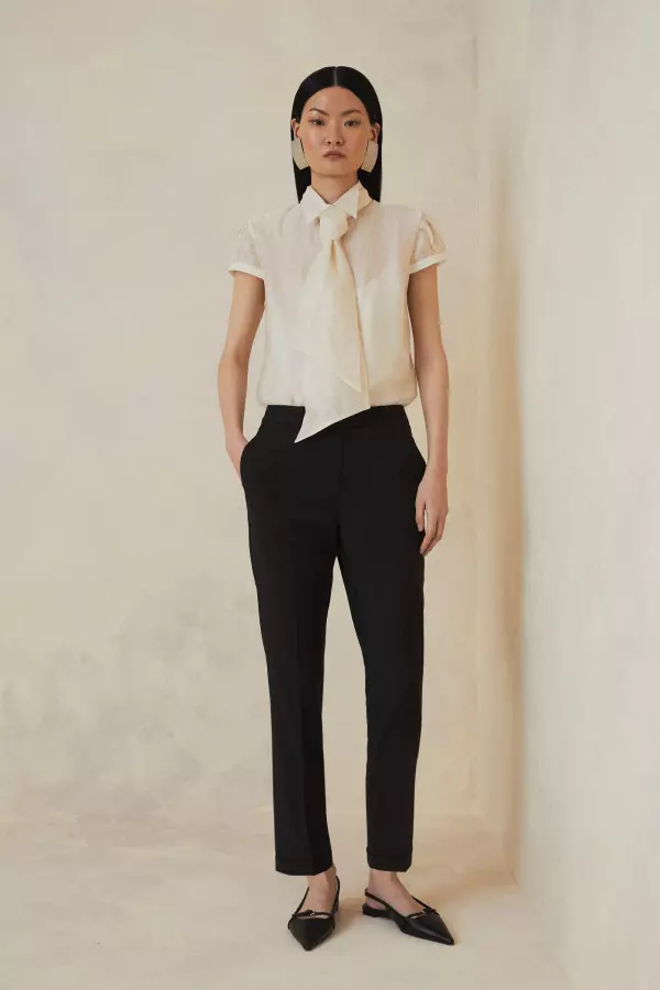 Petite The Founder Tailored Wool Blend Straight Trousers