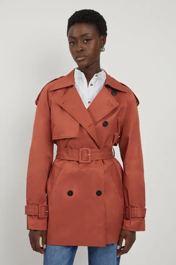 Belted Short Trench Coat