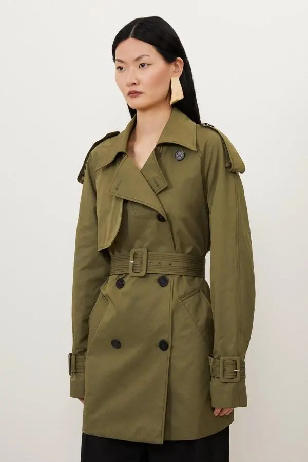 Belted Short Trench Coat