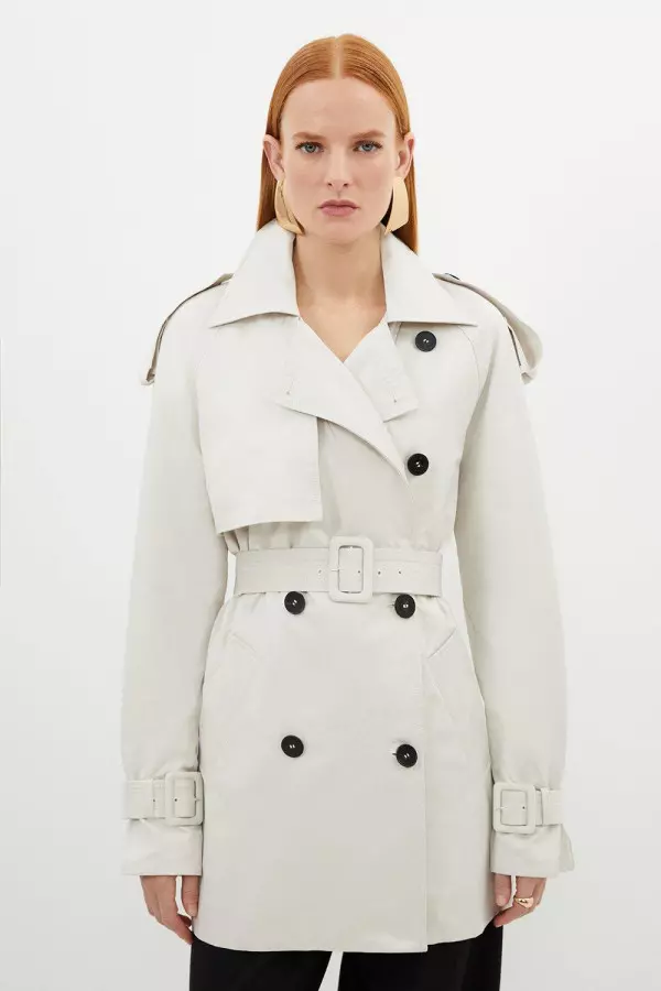 Belted Short Trench Coat