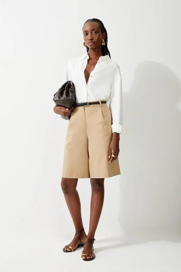 Tencel Pleated Tailored Shorts