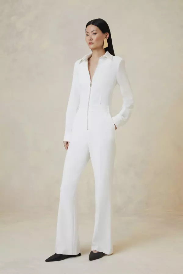 The Founder Compact Stretch Collared Tailored Jumpsuit