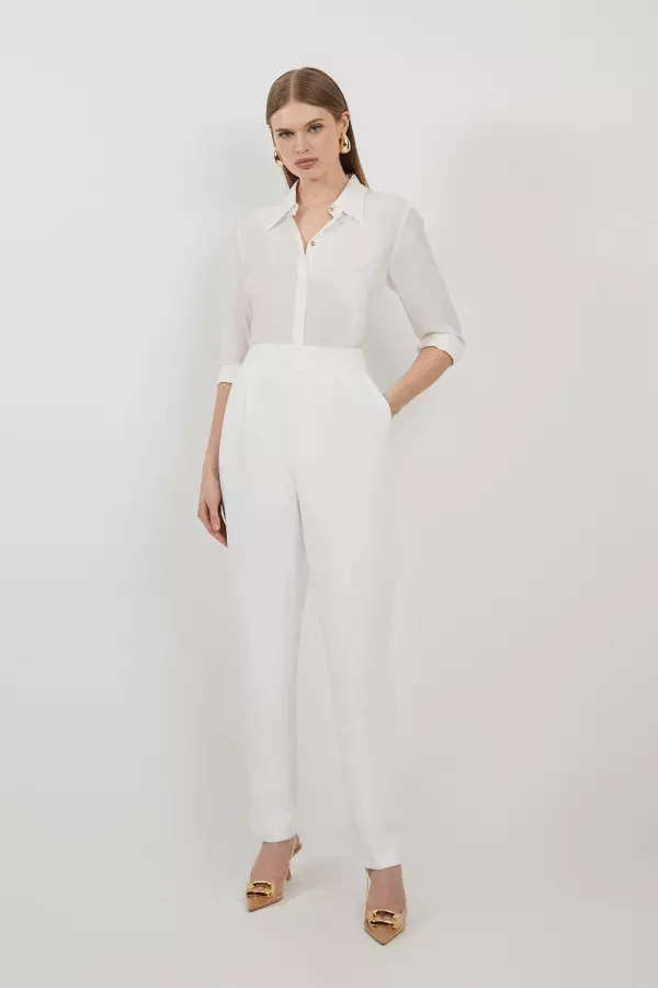 Compact Stretch High Waist Tailored Trousers