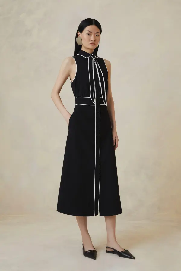 The Founder Contrast Sleeveless Shirt Dress