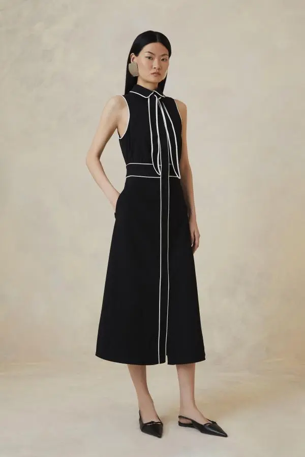 The Founder Contrast Sleeveless Shirt Dress