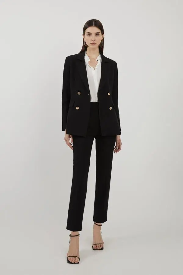 Tailored High Waisted Slim Leg Trousers