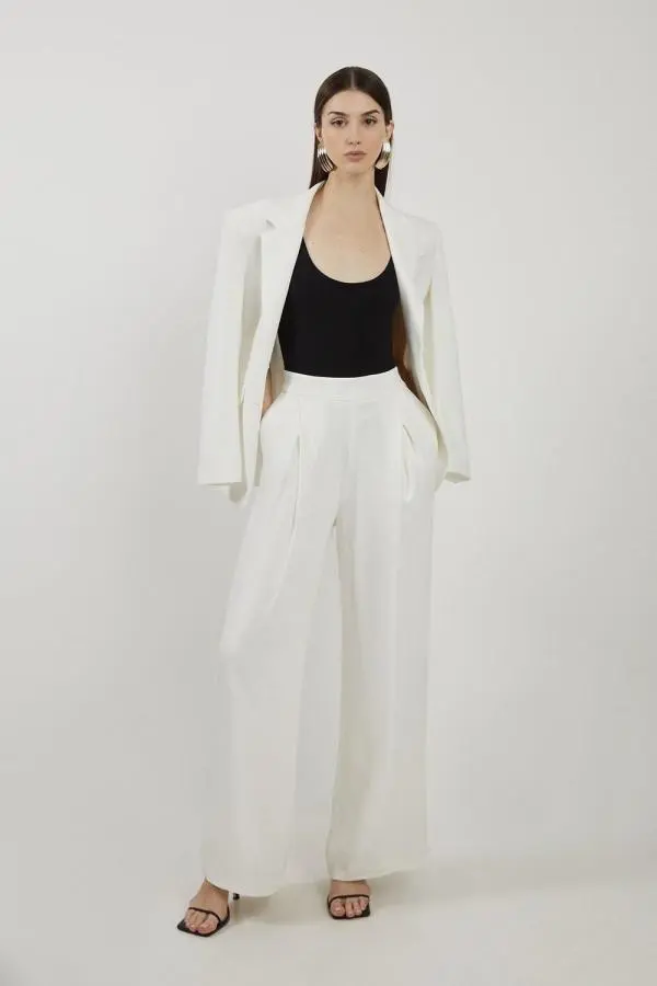 Tailored Pleated Wide Leg Trousers