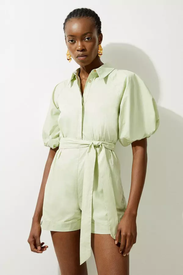 Cotton Pleated Woven Playsuit