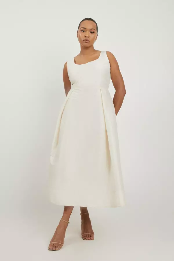 Lydia Millen Plus Size Taffeta Full Skirt Tailored Midi Dress