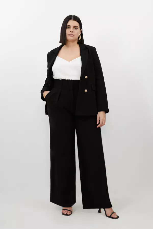 Plus Size Compact Stretch Tailored High Waist Trouser