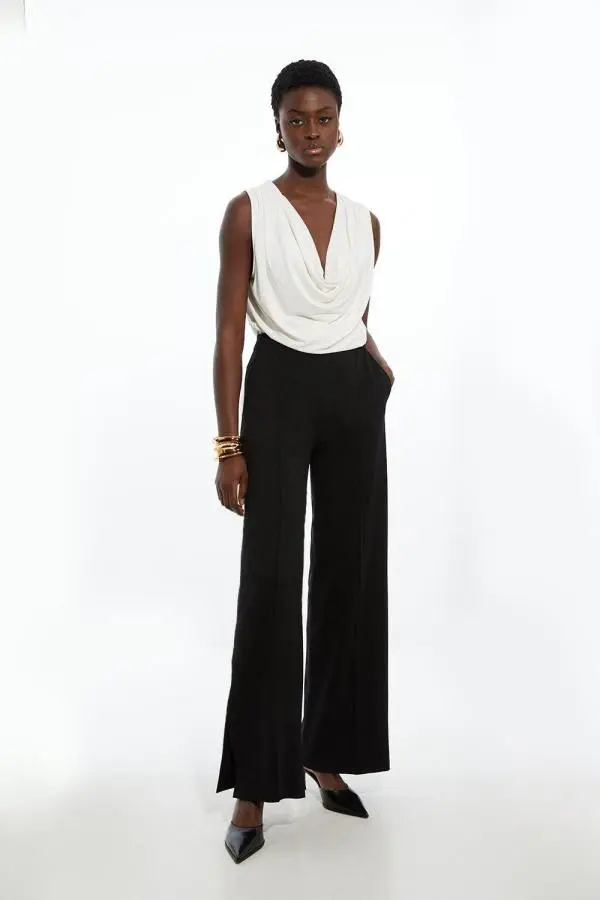 Tailored Ponte Wide Leg Trousers