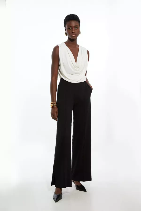 Tailored Ponte Wide Leg Trousers