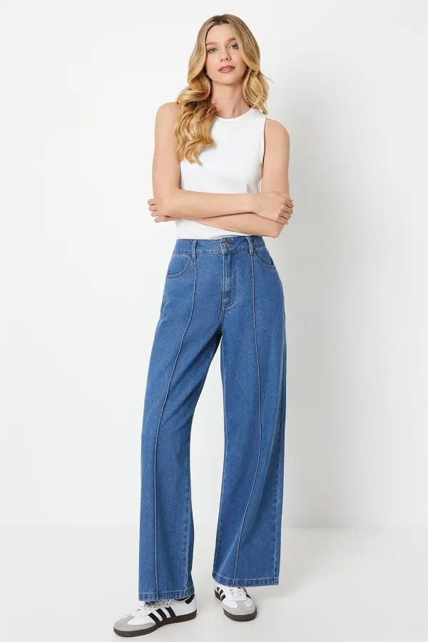 Seam Detail Wide Leg Jean