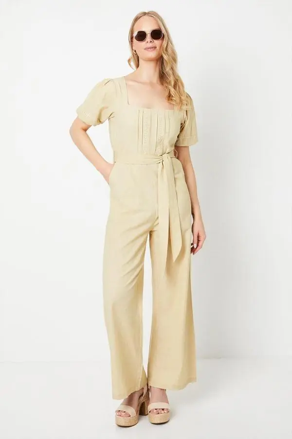 Pintuck Trim Insert Jumpsuit