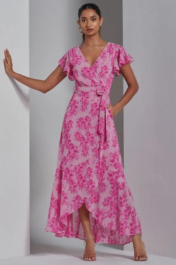 Haylie Frill Chiffon Maxi Dress