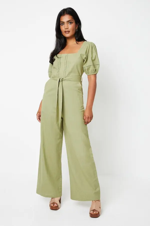 Pintuck Trim Insert Jumpsuit