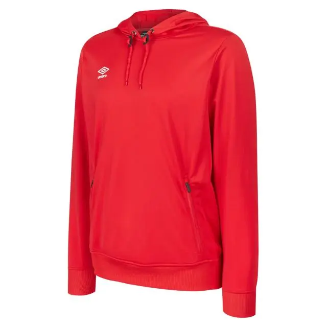Umbro Club Essential Polyester Drawstring Hoodie in Scarlet | Size: 7-8 Years
