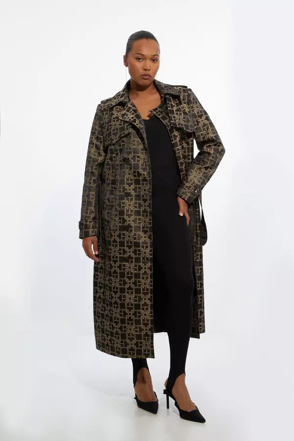 Plus Size Tailored Double Breasted Belted Trench Coat