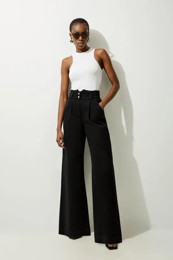 Denim Wide Leg Trousers