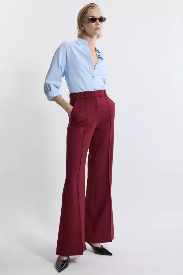 Tailored Stretch Pu Tipped Straight Leg Trousers