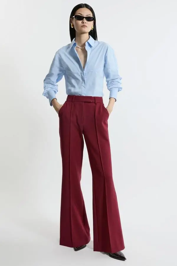 Tailored Stretch Tipped Kick Flare Trousers