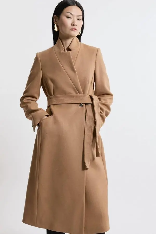 Premium Italian Manteco Wool Investment Notch Neck Midi Coat