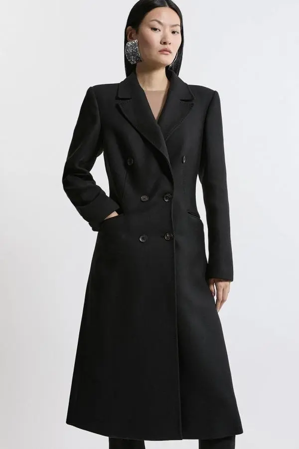 Italian Wool Fitted Midi Coat