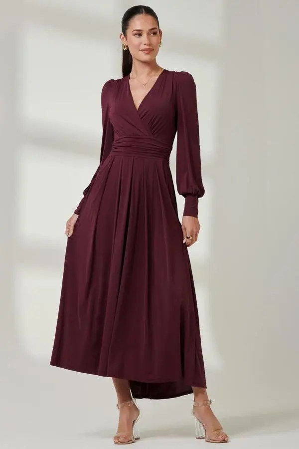 Long Sleeve Soft Silky Jersey Maxi Dress