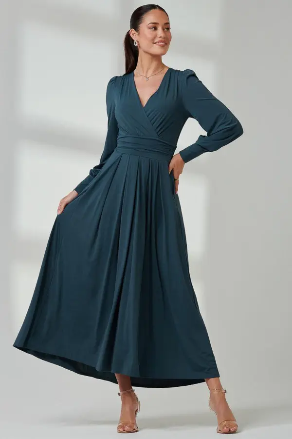 Long Sleeve Soft Silky Jersey Maxi Dress