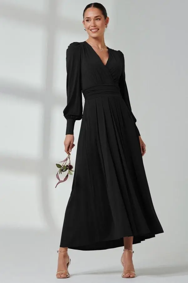 Long Sleeve Soft Silky Jersey Maxi Dress