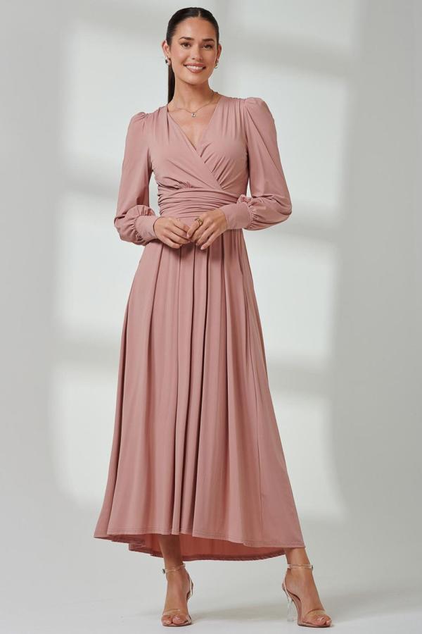 Long Sleeve Soft Silky Jersey Maxi Dress