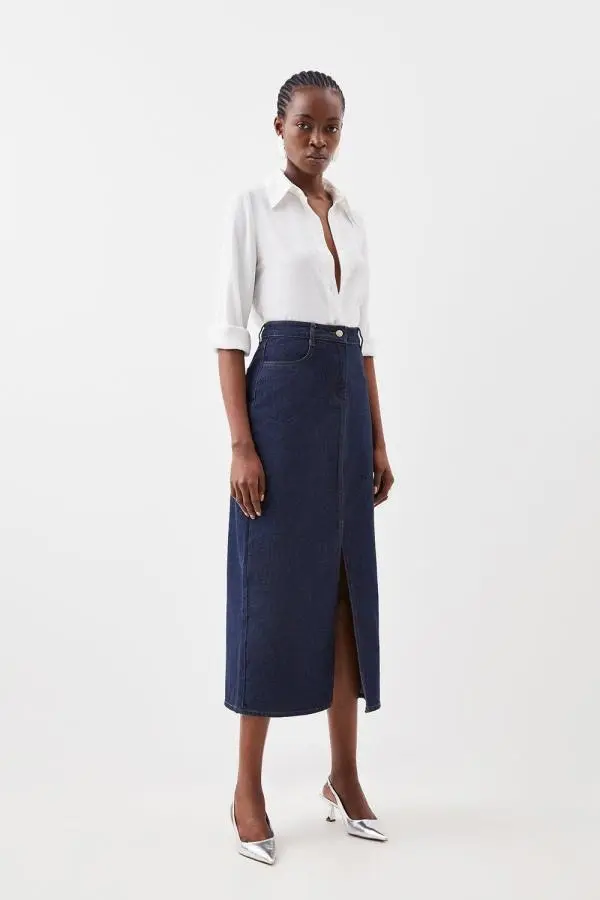 Petite Denim Maxi Skirt