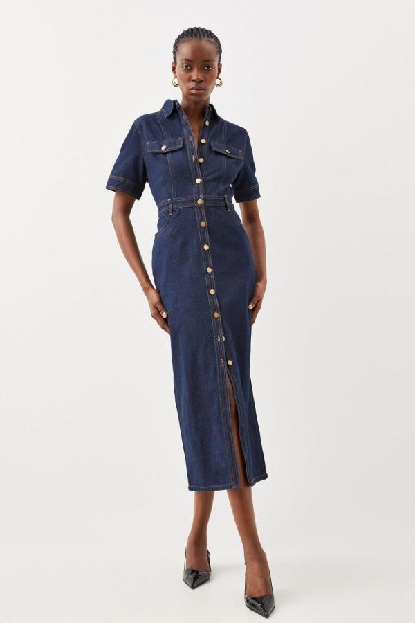 Denim Maxi Shirt Dress