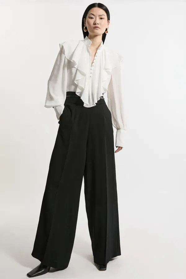 Petite Soft Tailored Wide Leg Tailored Trouser