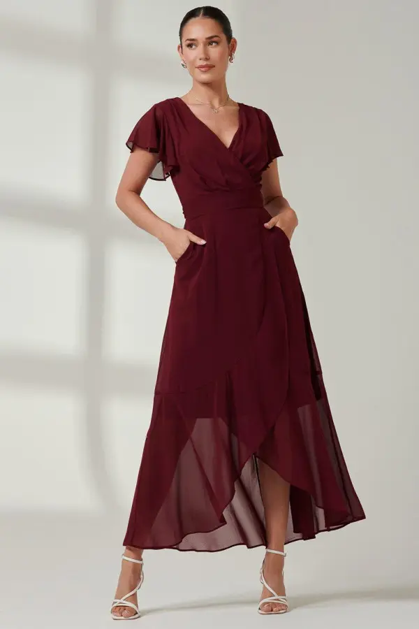 Vicky Chiffon Frill Maxi Dress