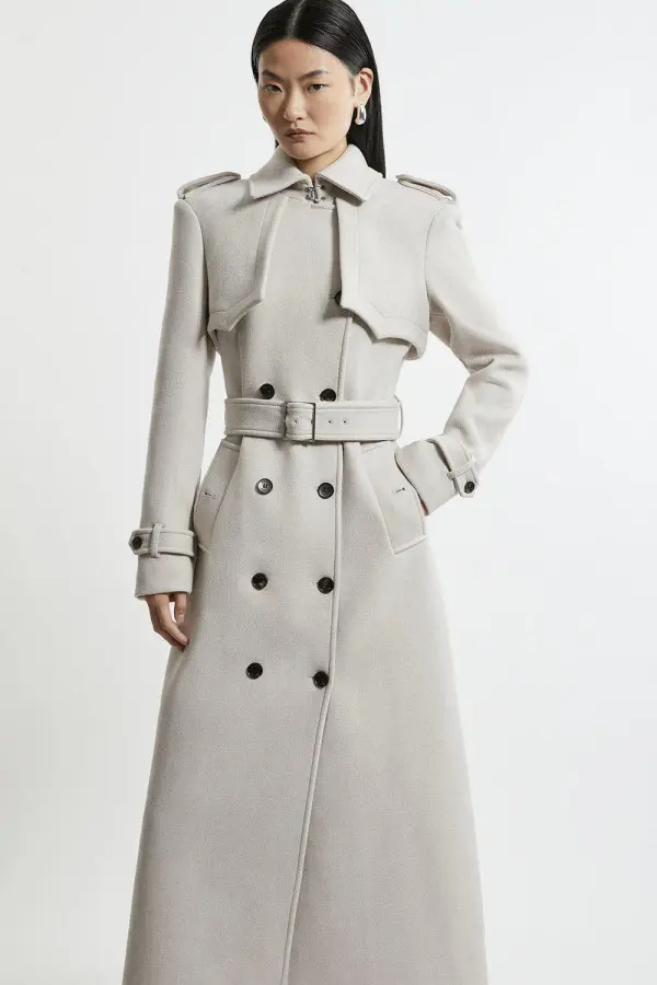 Italian Wool Tailored Belted Trench Coat