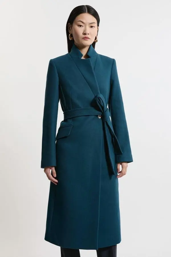 Premium Italian Manteco Wool Investment Notch Neck Midi Coat