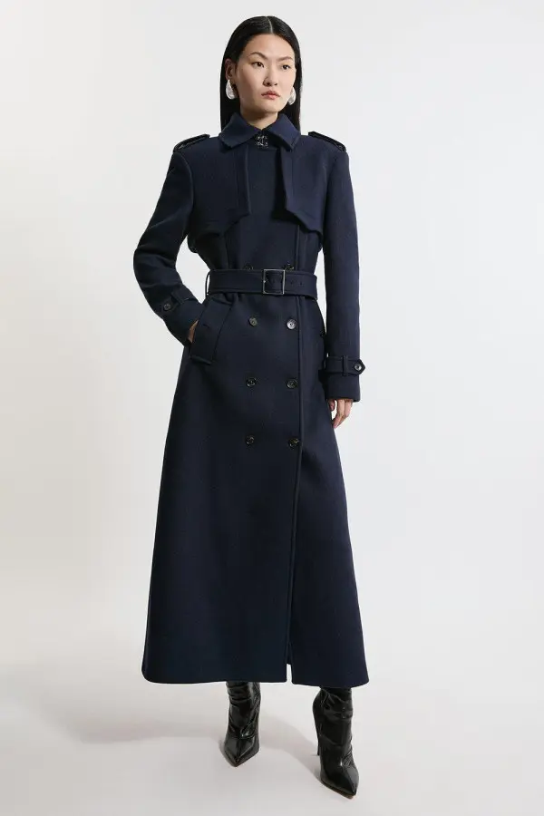 Italian Wool Tailored Belted Trench Coat