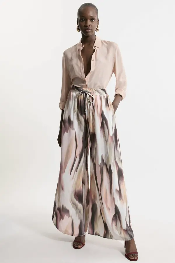 Tall Abstract Print Viscose Woven Trousers