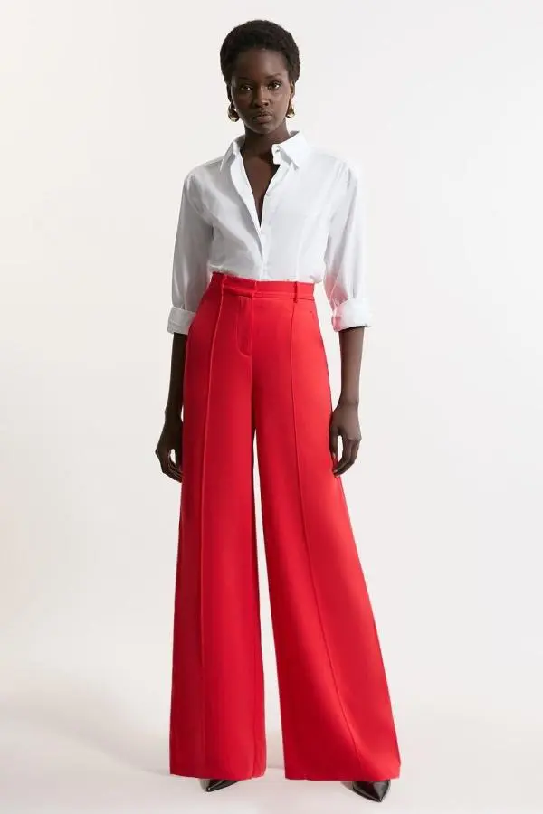 Premium Woven Viscose Crepe Wide Leg Trouser