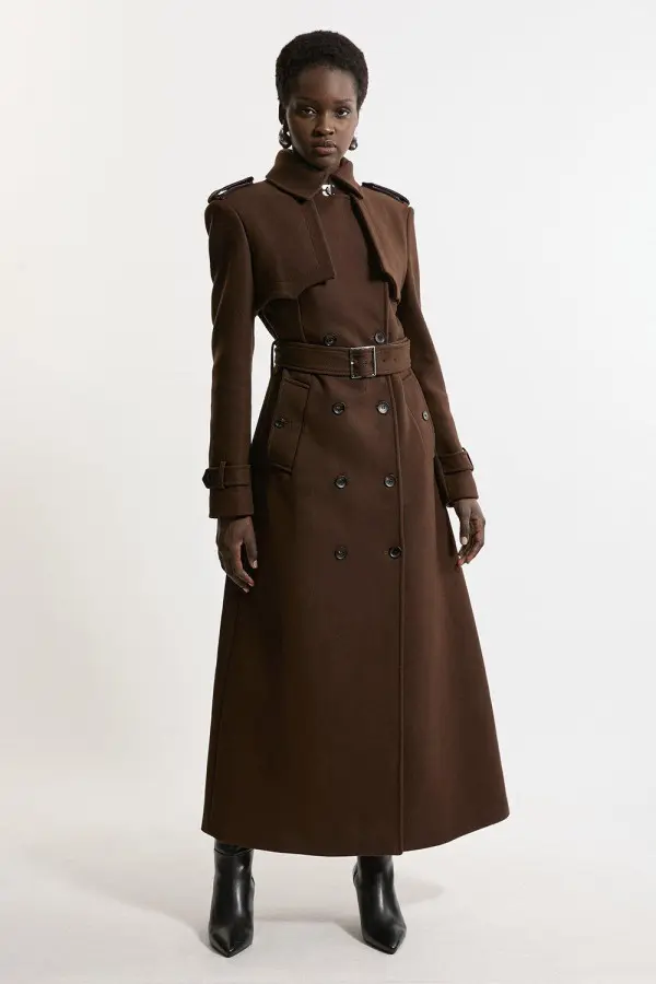 Italian Wool Tailored Belted Trench Coat