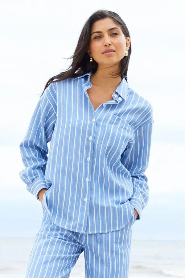 Striped 'Rooney' Cotton Blend Long Sleeve Shirt