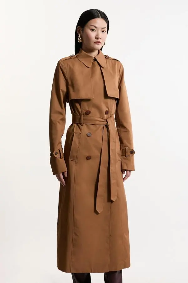 Tailored Wrap Storm Flap Belted Longline Trench Coat