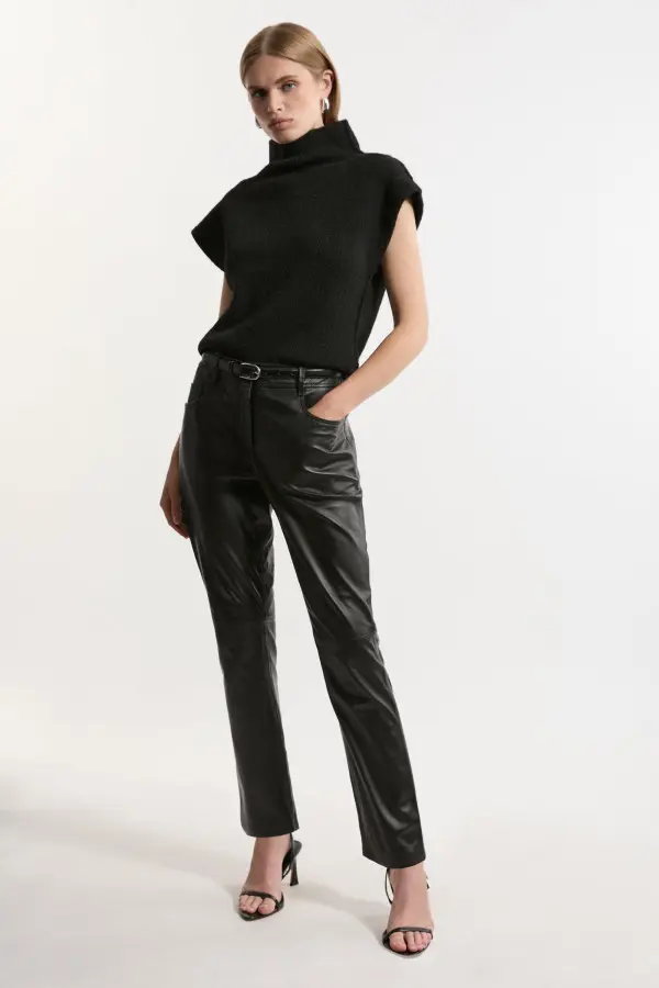 Leather Skinny Cropped Jean